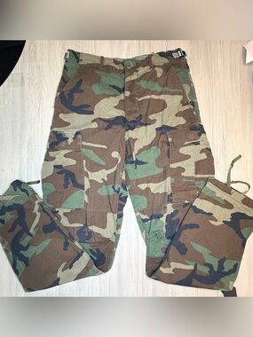 USGI Military Woodland Camo BDU Cargo Pants Small Long Vintage Combat Tactical
